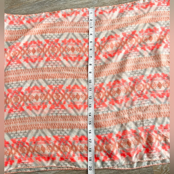 Forever 21 Boho Chic Aztec Neon Square Scarf One Size 20x72 Tassle - Picture 3 of 6